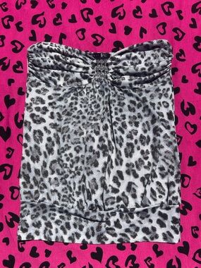 Must Have Gray & Black Animal Print Tube Top with Jewel Accent